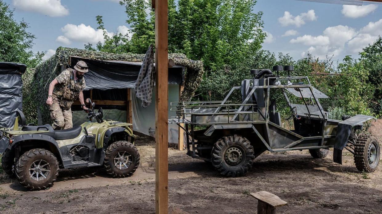 Ukrainian soldiers on an ATV. Photo: WSJ