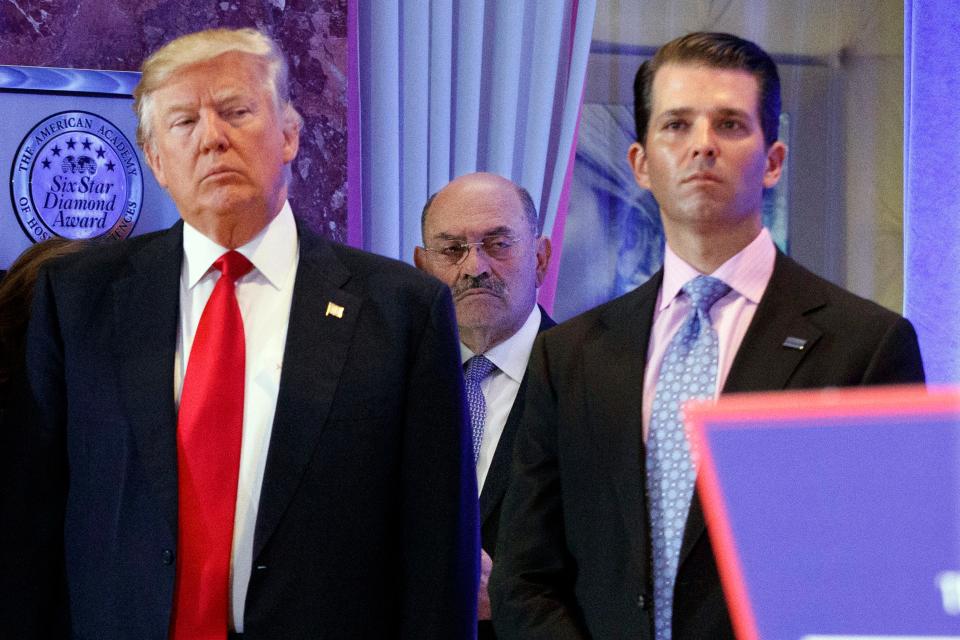 Donald Trump and Donald Trump Jr. at Trump Tower in New York on Jan. 11, 2017.