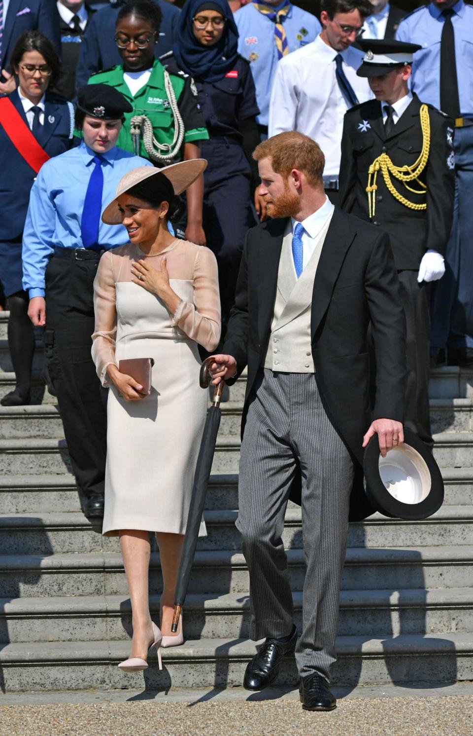 It appeared Harry had matched the colour of his waistcoat to Meghan's dress(PA)