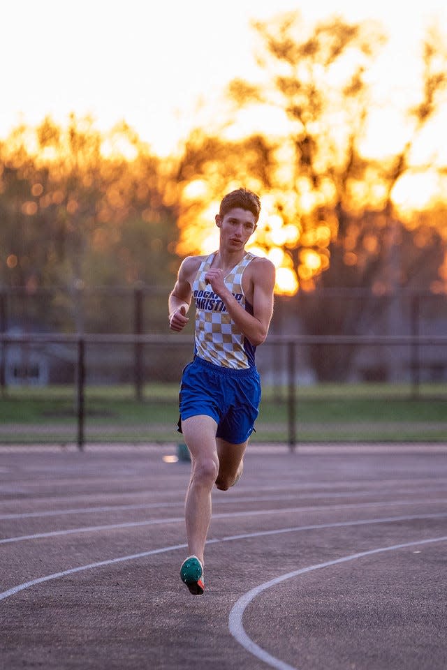 Rockford Christian runner Weston Forward gets around a curve during a recent race in Rockford. Forward and others advanced to the IHSA boys state track and field meet from May 26-28 in Charleston.