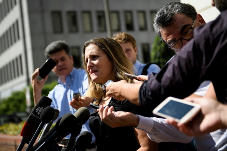 Canada's Foreign Minister Chrystia Freeland says she is looking forward to "constructive conversations" in talks with US trade negotiators on a revamped North American Free Trade Agreement