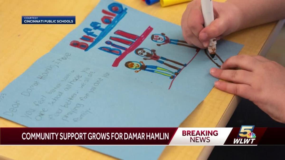 CPS kids write cards for Damar Hamlin