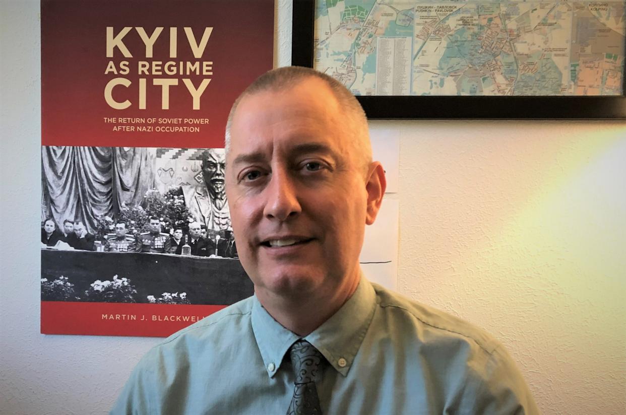 Martin Blackwell, visiting professor of history at Stetson University and author of "Kyiv as Regime City: The Return of Soviet Power after Nazi Occupation," discusses the DeLand university's plan to sponsor five Ukrainian refugees next academic year.