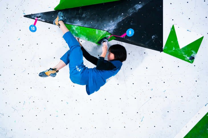 MORI Ai of Japan competes in the women's Boulder & Lead final during the 2022 IFSC World Cup in Morioka (JPN).