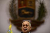 Venezuela's National Constituent Assembly President Diosdado Cabello holds a news conference in Caracas