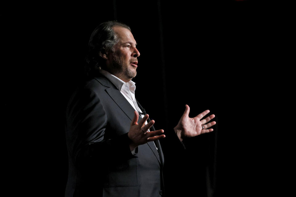 NEW YORK, NEW YORK - JUNE 07: Marc Benioff, Co-Chair, TIME, Chair and Co-CEO, Salesforce, speaks onstage at the TIME100 Summit 2022 at Jazz at Lincoln Center on June 7, 2022 in New York City. (Photo by Jemal Countess/Getty Images for TIME)