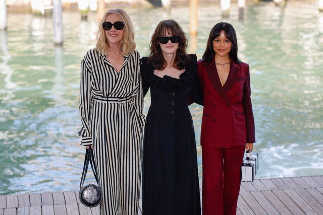 Winona Ryder with Jenna Ortega and Catherine O'Hara