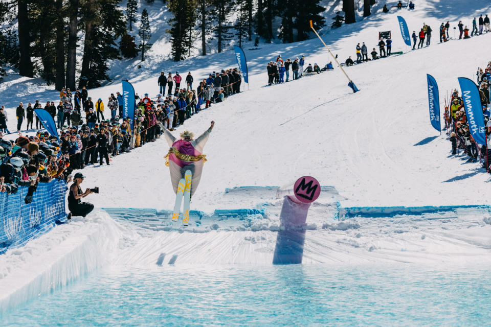 People were even airing onto the pond... in costume. Photo: Peter Morning/Mammoth Mountain