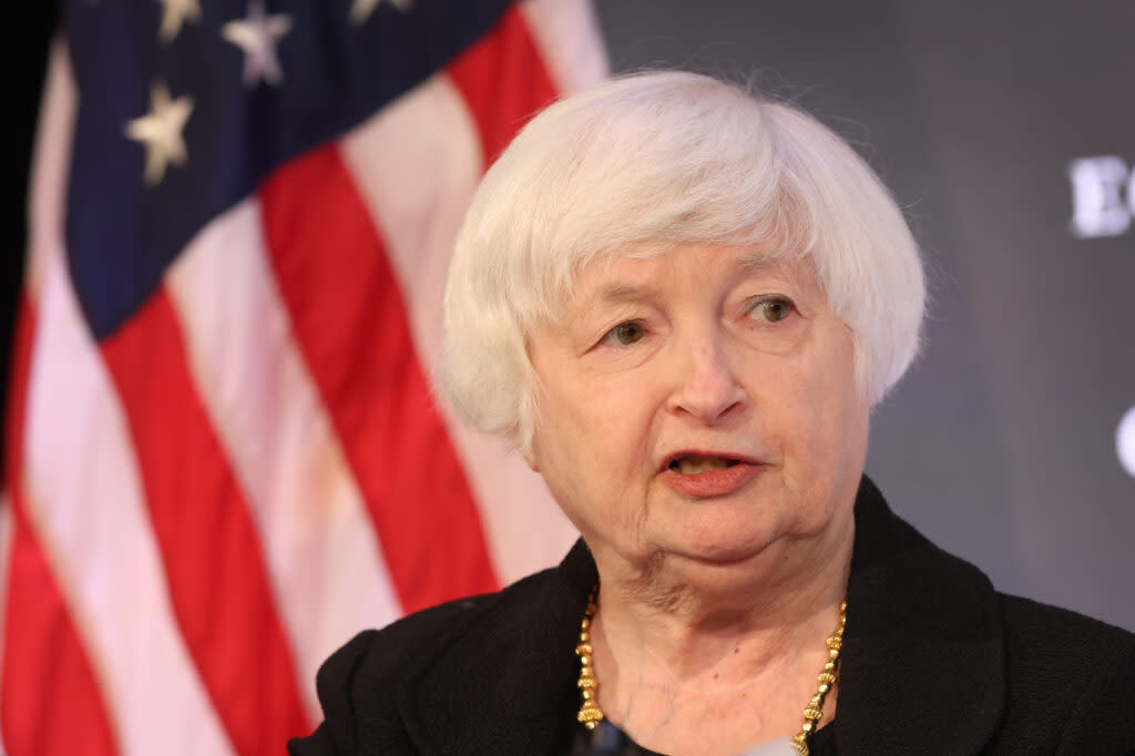 Secretary of the Treasury Janet Yellen speaks to the Economic Club of Chicago luncheon on Jan. 25, 2024 in Chicago, Illinois