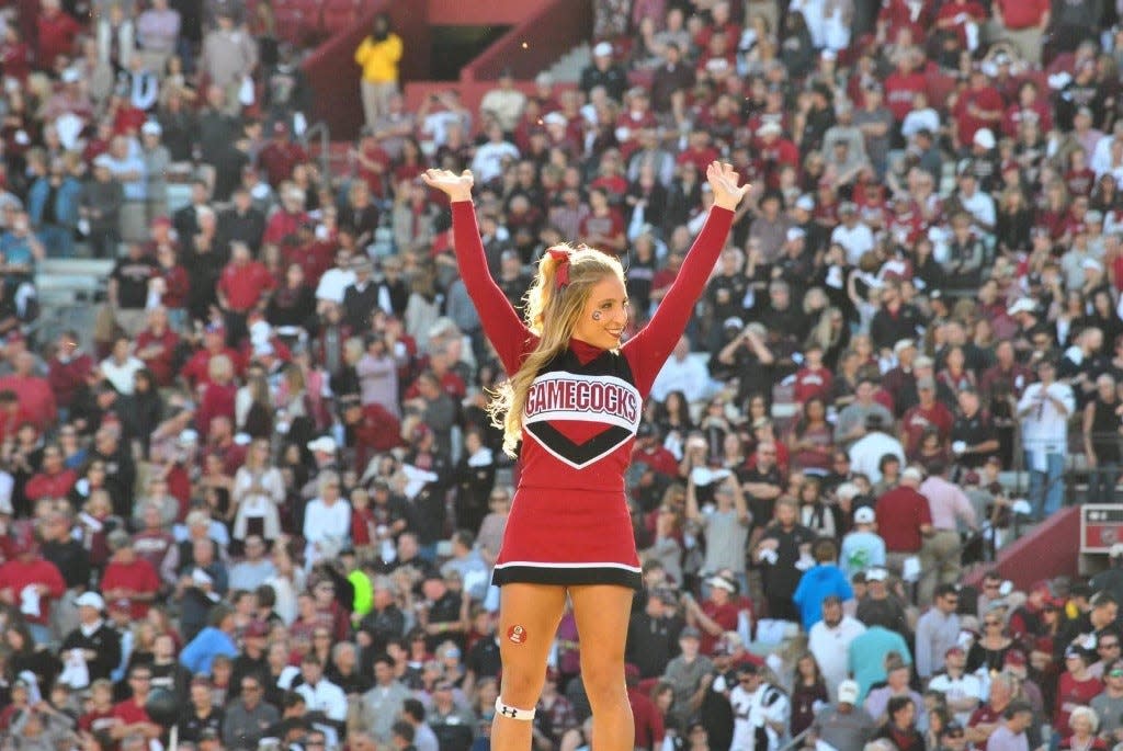 Ashley Steinberger cheered for the University of South Carolina during Southeast Conference football and basketball games.