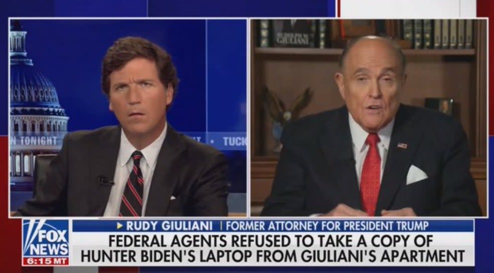 <p>Rudy Giuliani says he offered FBI agents Hunter Biden’s laptop during raid</p> (Fox News)