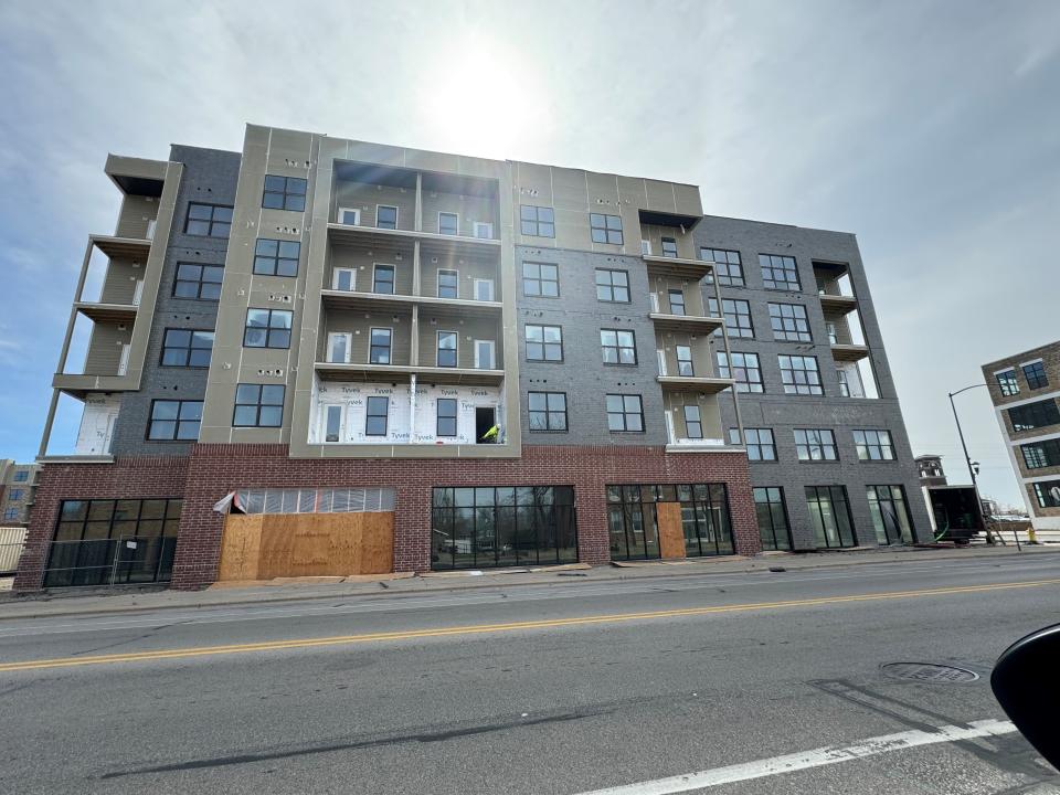 Construction continued in April 2024 on The Fort at the Rail Yard, 419 Donald Driver Way. The 233-unit development in the Broadway District includes 187 apartments for a family of four that earns less than $58,800, 60% of the area's median income.