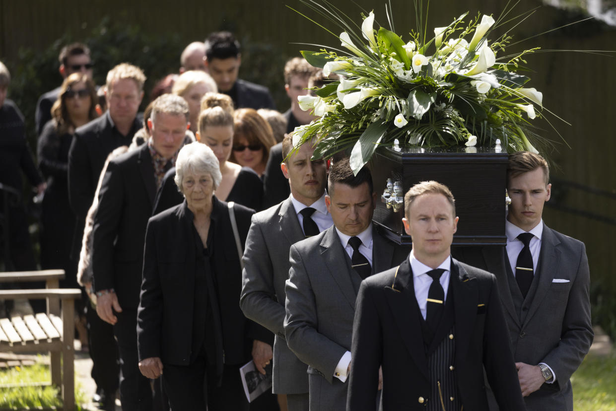 Friends and family of the late singer were given anecdotes during the service by his wife and band-members about his fighting spirit and endless optimism (Getty Images)