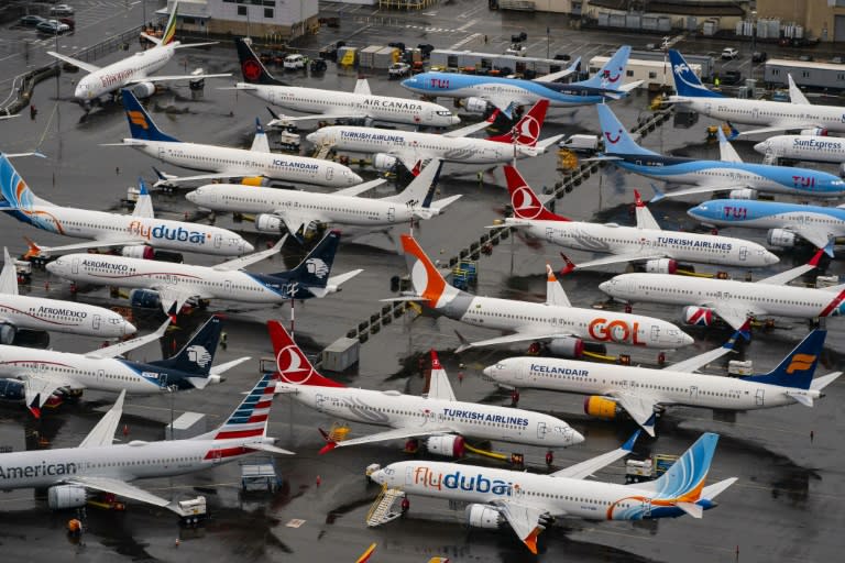 Des Boeing 737 MAX cloués au sol après deux crashes en 2018 et en 2019, le 18 novembre 2020 à Seattle (David Ryder)