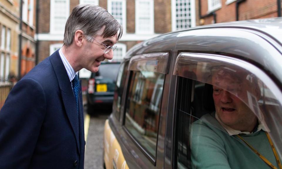 Jacob Rees-Mogg speaking to a taxi driver