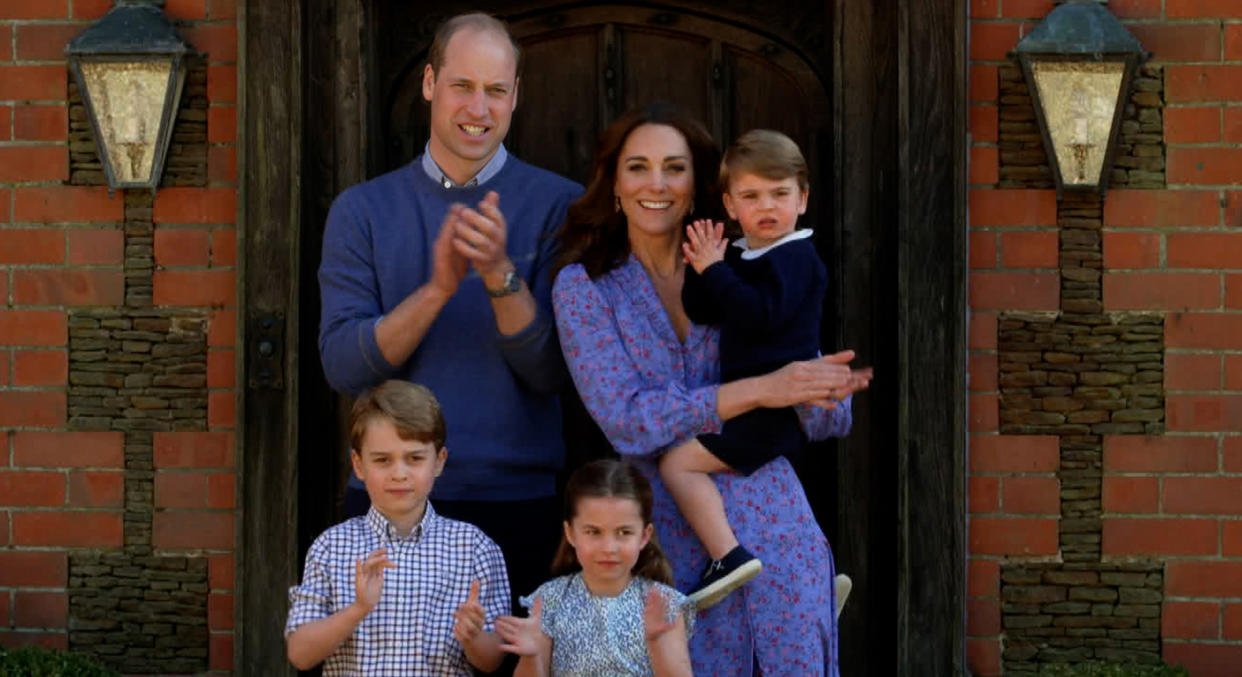 The Cambridge family clapped for NHS carers as part of the BBC Children In Need and Comic Relief 'Big Night In'. (Getty) 