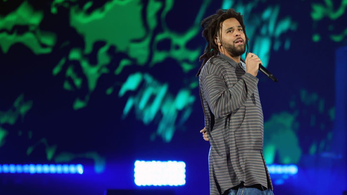 J. Cole performs onstage during the 2023 iHeartRadio Music Festival at T-Mobile Arena on September 22, 2023 in Las Vegas, Nevada. (Photo by Ethan Miller/Getty Images)