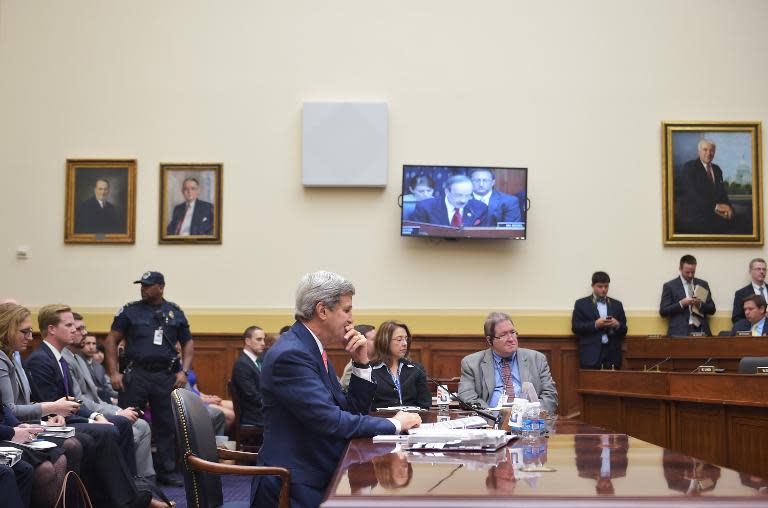 US Secretary of State John Kerry appears before the House Foreign Affairs Committee to testify on the administration's strategy for dealing with the Islamic State (IS) group on Capitol Hill in Washington, DC on September 18, 2014