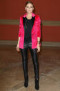 <p><strong>3 October</strong> Olivia Palermo sat on the front row for the Paul & Joe catwalk show wearing a hot pink blazer with black leather trousers. </p>