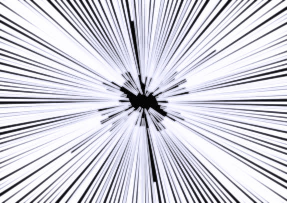 Sci-fi films often suggest hyperspace would look like this, with stars becoming long streaks of light. That vision is contradicted by physics, though, students say.