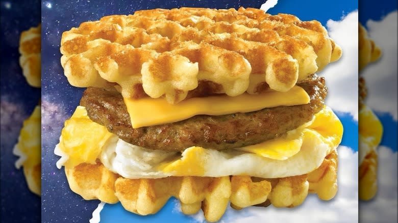 White Castle waffle breakfast sandwich