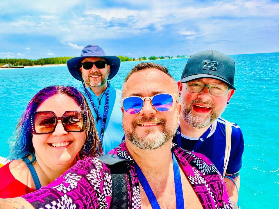Bryan Rife and his family experienced a rocky return from their cruise. Shown, from left, Kelly Shelton, Michael Shelton, Bryan Rife and Shane Elks.