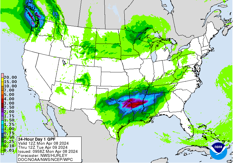 NOAA's precipitation outlook for Florida April 8, 2024.