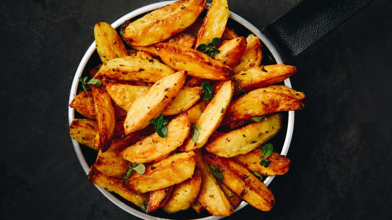 plate of potato wedges 