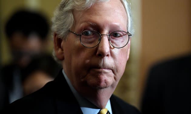 Senate Minority Leader Mitch McConnell (R-Ky.) and every other Republican voted against the American Rescue Plan. (Photo: Olivier Douliery/AFP via Getty Images)