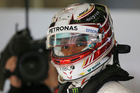 Formula One - F1 - Chinese Grand Prix - Shanghai, China - April 13, 2018 - Mercedes' Lewis Hamilton looks on during practice. REUTERS/Aly Song