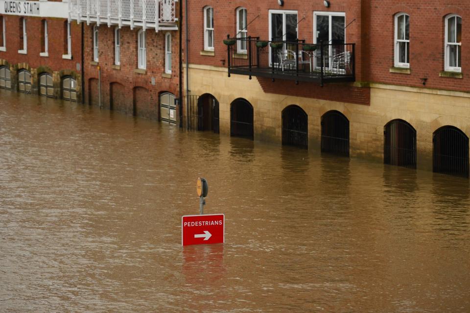 The level of the River Ouse rises in York, North Yorkshire (AFP via Getty Images)