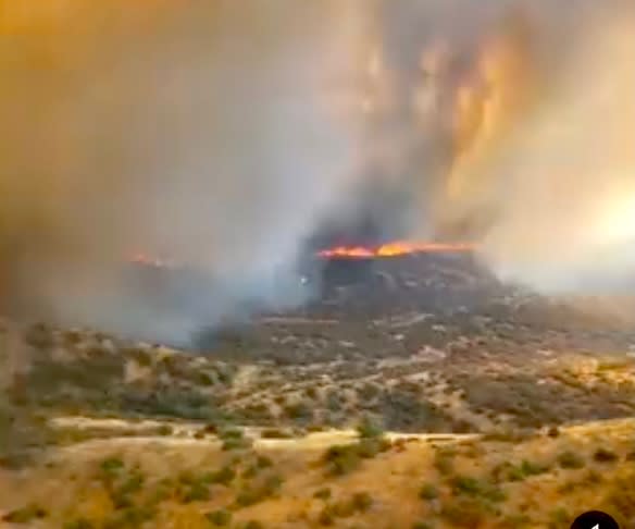 The Plant Fire burned in north Santa Barbara County, west of New Cuyama, on Saturday afternoon, prompting evacuations and closing Highway 166.