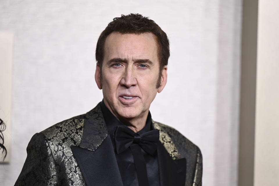 Nicolas Cage at the 81st Golden Globe Awards held at the Beverly Hilton Hotel on January 7, 2024 in Beverly Hills, California. (Photo by Gilbert Flores/Golden Globes 2024/Golden Globes 2024 via Getty Images)