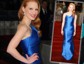 Auch Jessica Chastain durfte keinen Award mitnehmen. Dennoch war ihre blaue Robe von Roland Mouret preisverdächtig. Toller Schnitt, tolle Farbe – einfach alles richtig gemacht. Wir sind gespannt, was sie in zwei Wochen bei den Oscars tragen wird.