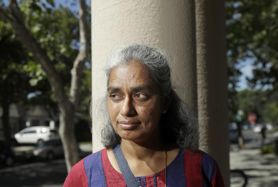 In this July 25, 2018 photo, Kalyanaraman Shankari poses for photos in Mountain View, Calif. An Associated Press investigation shows that using Google services on Android devices and iPhones allows the search giant to record your whereabouts as you go about your day. Shankari, a graduate researcher at UC Berkeley who connects commuting patterns with urban planners, noticed that her Android phone prompted her to rate a shopping trip to Kohl’s. That happened even though she had turned off Google’s “location history” setting, which according to the company should prevent it from remembering where a user has been. (AP Photo/Jeff Chiu)