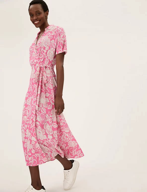 The '60s inspired dress is giving us major summer vibes. (Marks & Spencer)