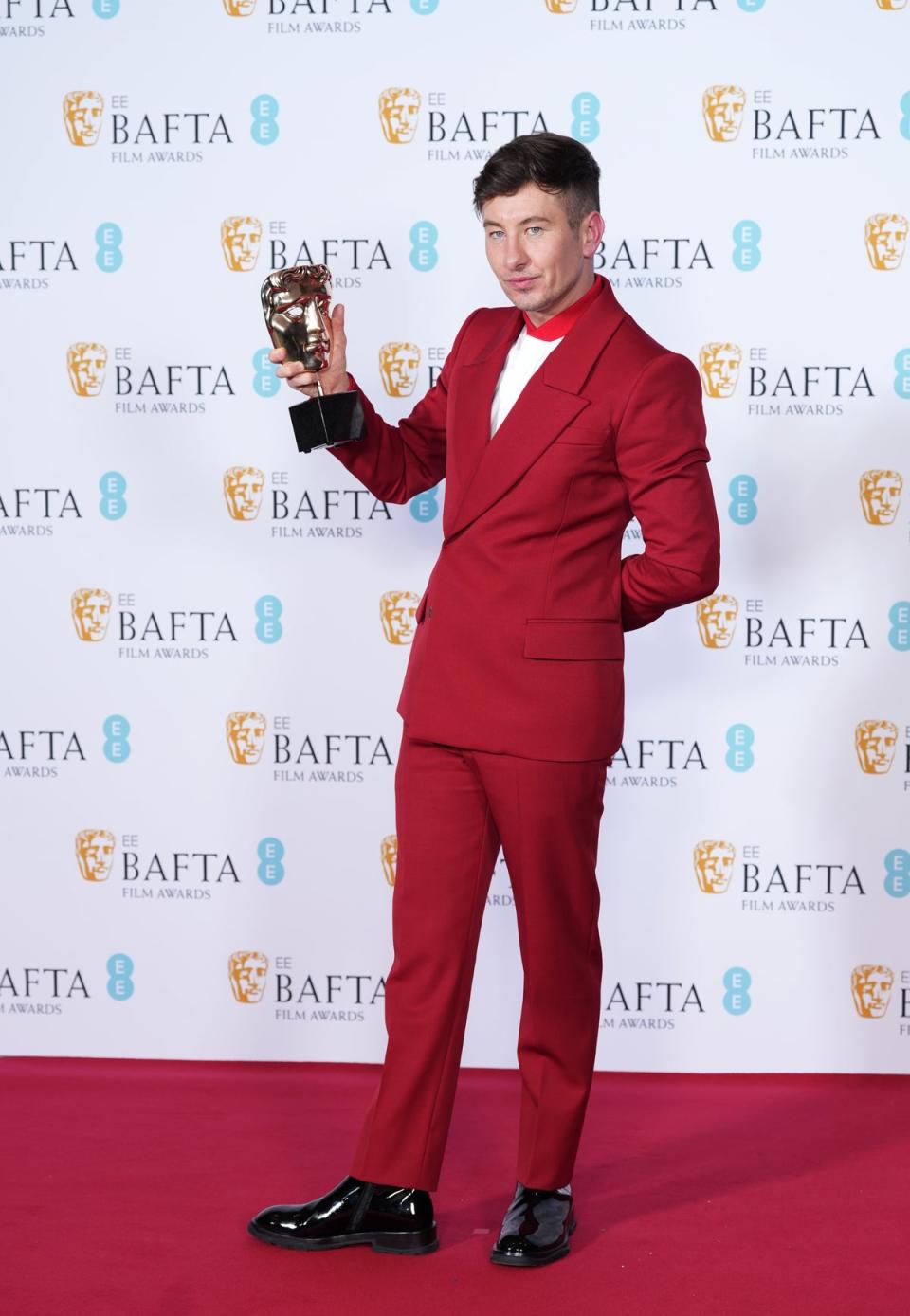 Keoghan with his BAFTA for The Banshees of Inisherin (Getty Images)