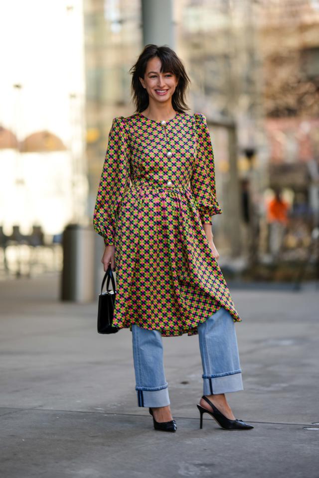 A guest is seen wearing brown Hermes bag, yellow Jacquemus fanny bag  News Photo - Getty Images