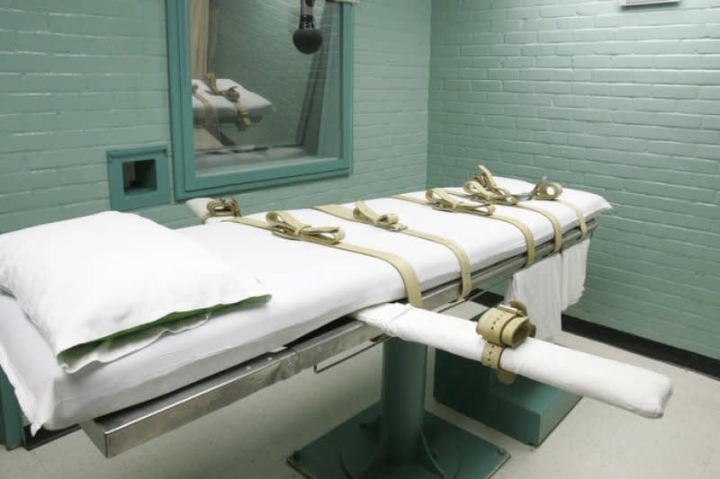 德州的死刑處決室，這是一張替死刑犯注射行刑藥物的床。（美聯社）