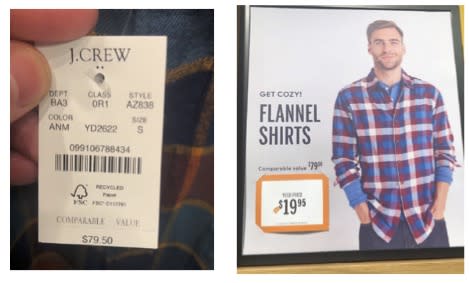 J. Crew tags in photos taken by plaintiffs.