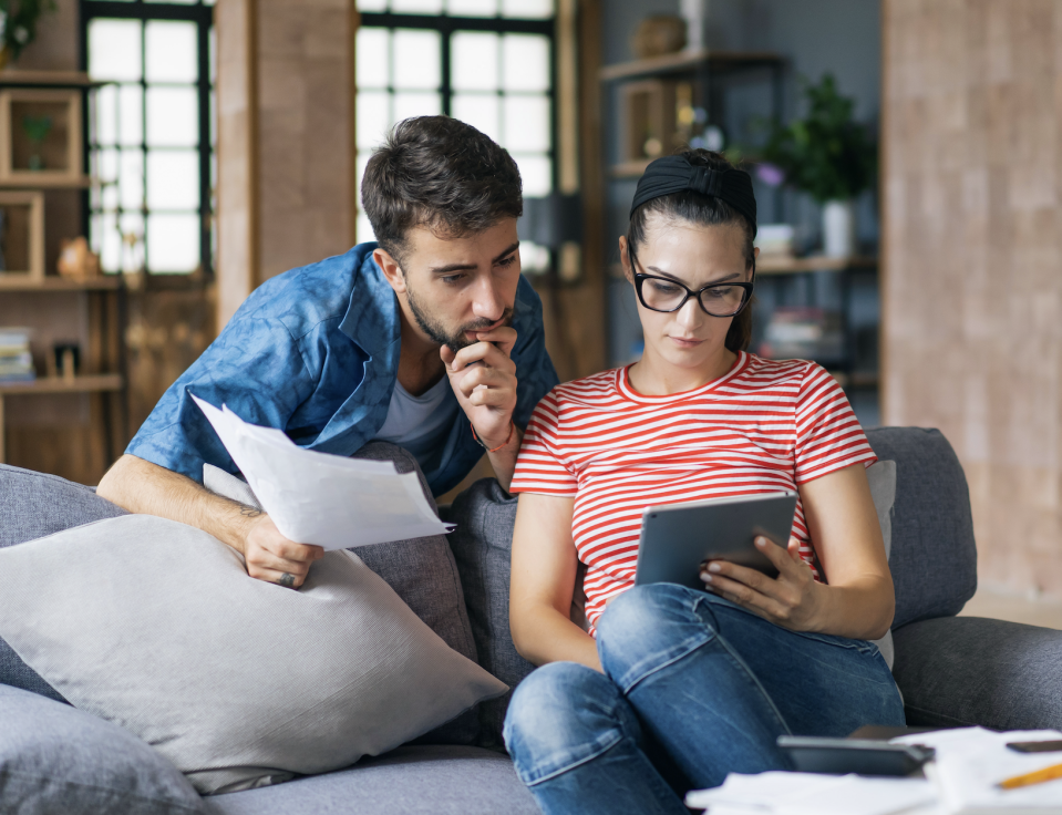 couple paying bills