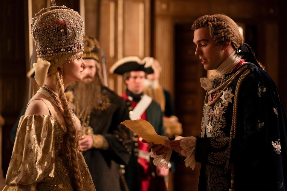 Elle Fanning and Nicholas Hoult in ‘The Great’ - Credit: Everett Collection