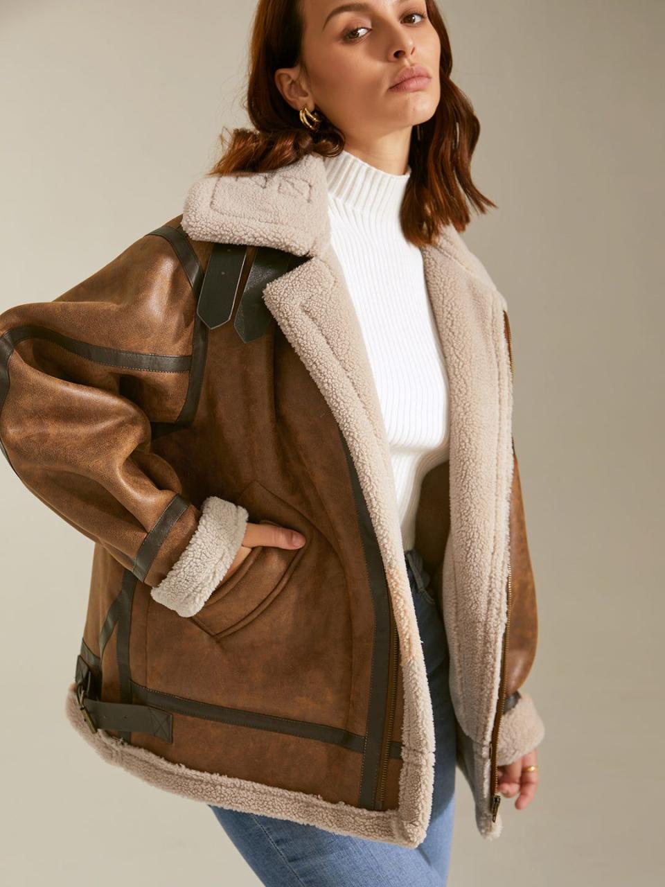 Sherpa Lined Suede Shearling Jacket