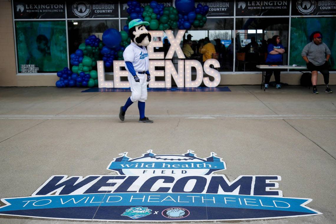 The Lexington Legends mascot, “Big L,” lives on as the inspiration for the “Hoss” mascot introduced Monday for the Lexington Counter Clocks.