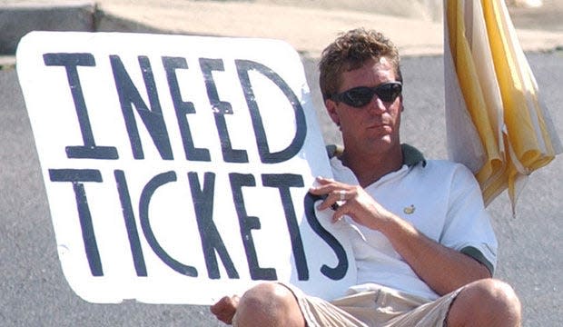 A Masters Tournament ticket seeker in Augusta, Georgia