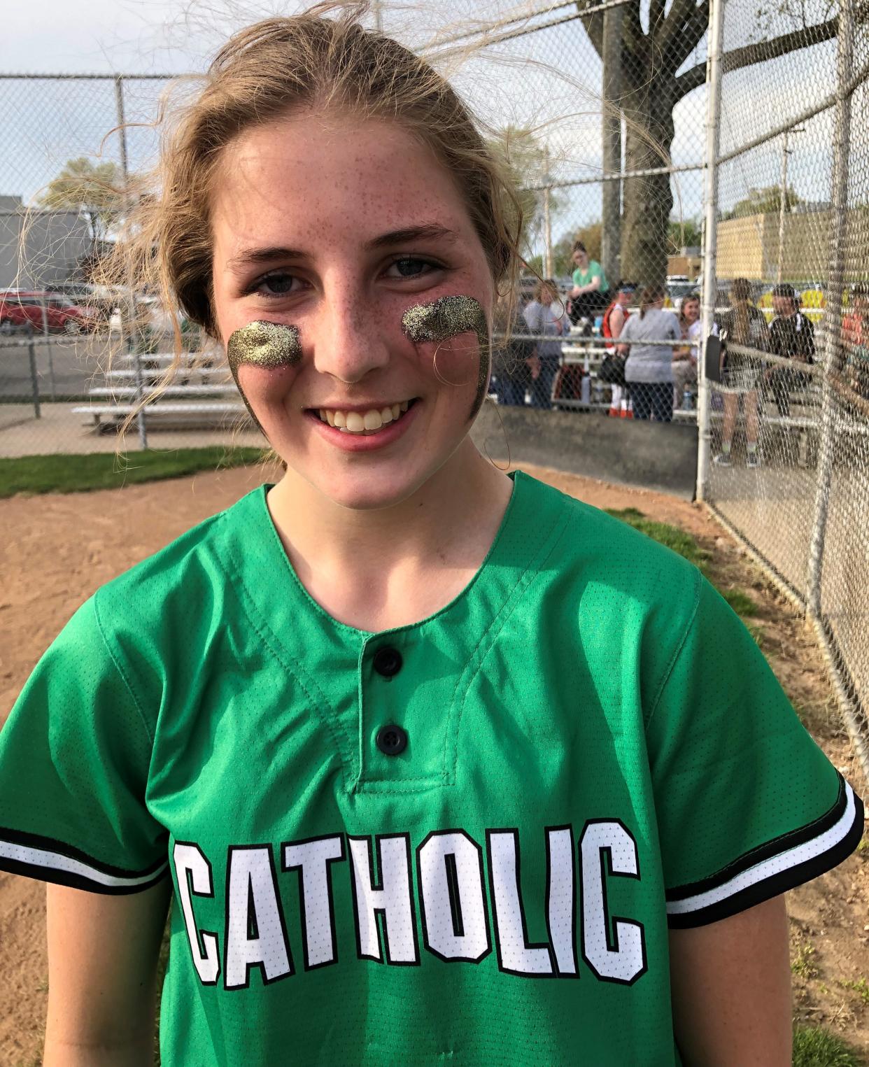 Making her first varsity start in the circle, Newark Catholic sophomore Ally Rothwiler pitched a five-inning two hitter in the 11-1 victory Friday against visiting Heath.