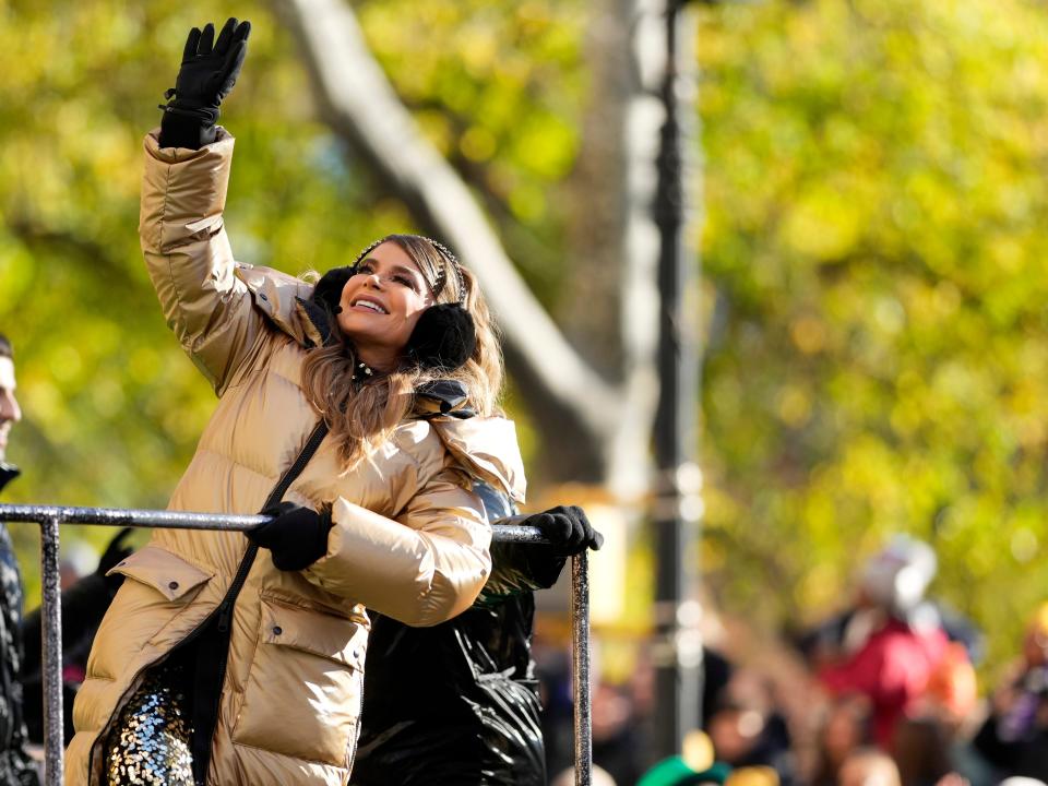 Paula Abdul rides on a float.