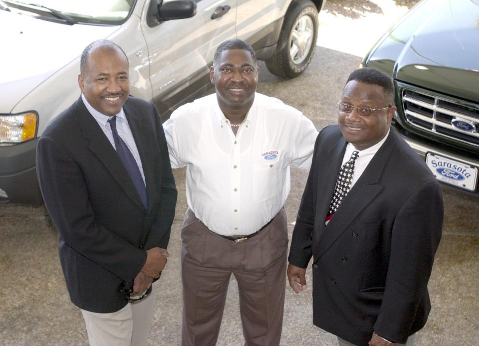 In this 2001 photograph are (from left) James Taylor, Mack Griffin and Johnny Hunter Sr.