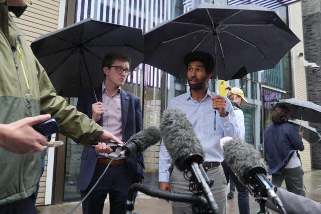 Dr Robert Laurenson and Dr Vivek Trivedi, co-chairmen of the BMA's junior doctors’ committee, speak to the media