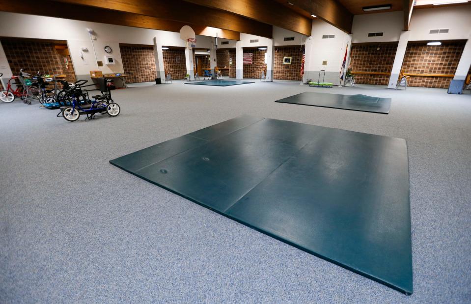 Mobility equipment and padding in the gym area at Greene Valley State School on Tuesday, Dec. 12, 2023.